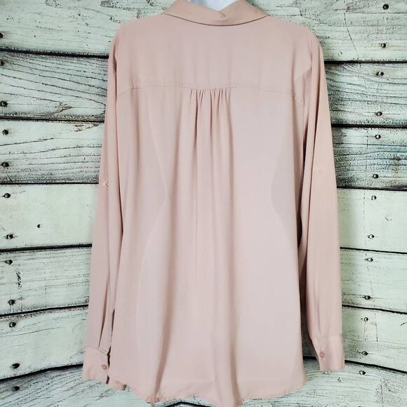 Maurices Women’s Blouse XL Pink Long Sleeve Collared Button Down Shirt - Picture 4 of 8